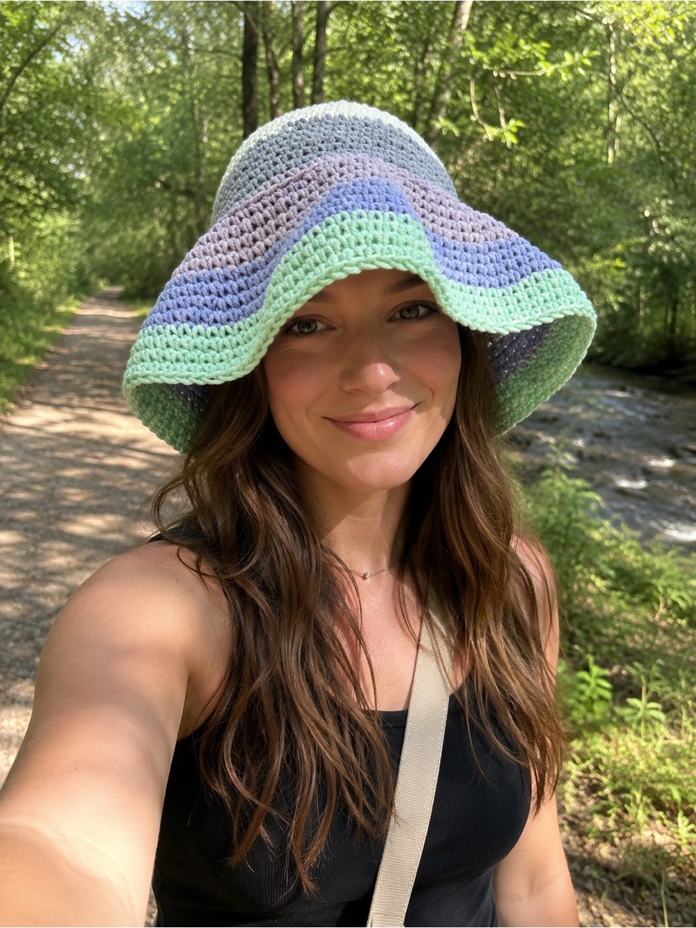 Crocheted Wide-Brim Sun Hat - Picture 1 of 5